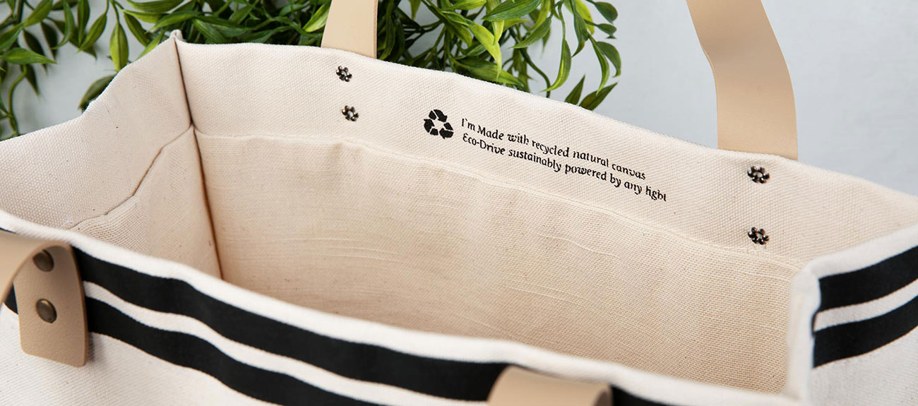 Tote shopping bag made from recycled cotton canvas